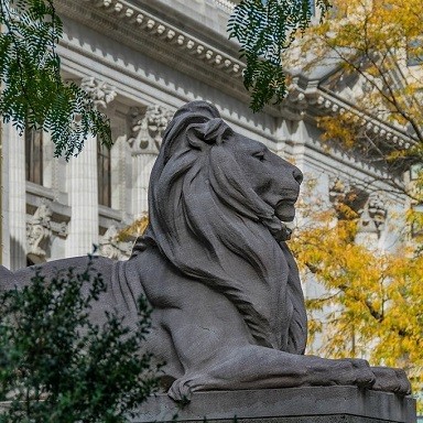Escultura leones Biblioteca Pública de Nueva York